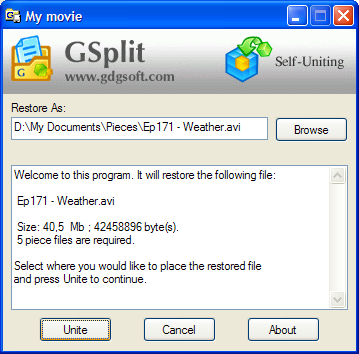 Come dividere un file in parti più piccole con GSplit