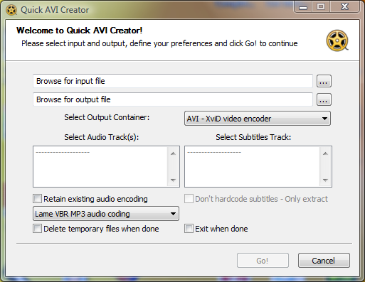 Quick AVI Creator per convertire DVD in DivX/XviD gratuitamente