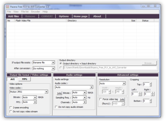 Come convertire un video in formato *.flv in AVI con Pazera Free FLV to AVI