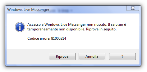 Problemi ai server Microsoft utilizzare Live Messenger