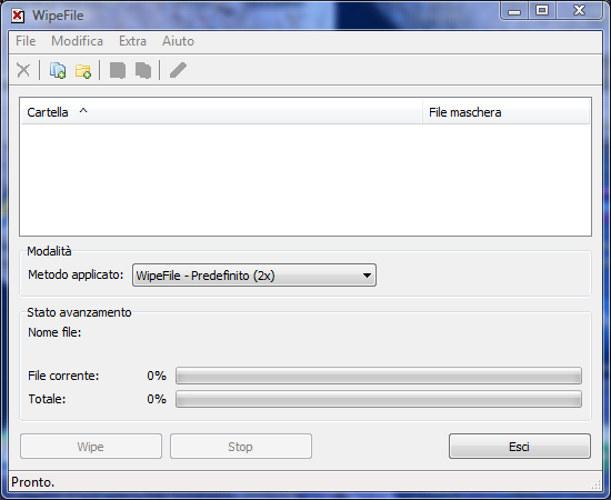WipeFile per eliminare definitivamente uno o più file contemporaneamente