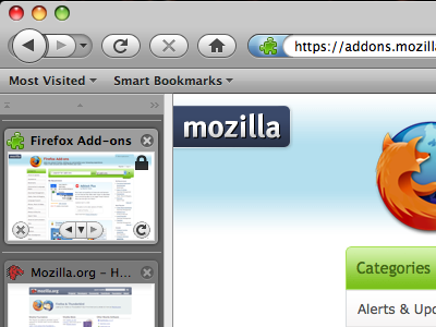 Tab Sidebar per mostrare le schede di Firefox nella sidebar