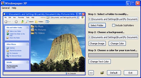 Windowpaper XP per aggiungere uno sfondo personalizzato ad una cartella