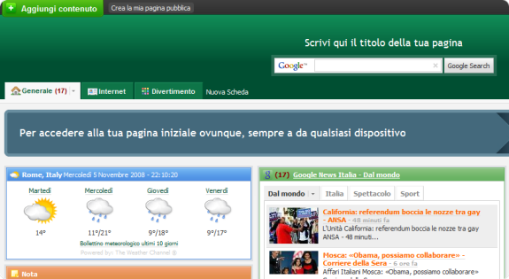 NetVibes, la mia homepage