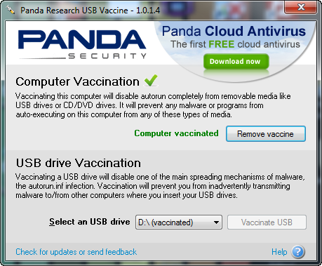 Panda USB Vaccine per disattivare il pericoloso “AutoRun” in Windows