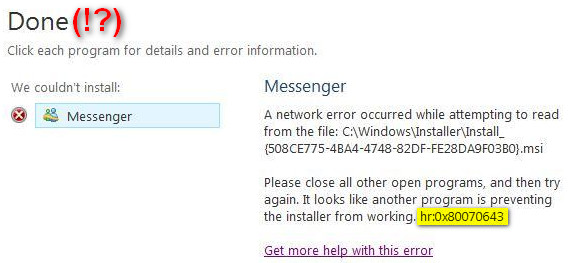 Errore 0x80070643 in Windows Live Messenger 2011 Beta: Come risolverlo