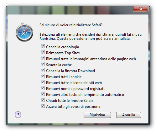 Come cancellare cronologia, cookie & co. in Safari 5