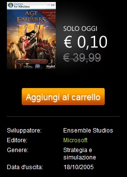 Age Of Empire III a 10 Centesimi su “gamesforwindows.com” di Microsoft (sconto del 99%)