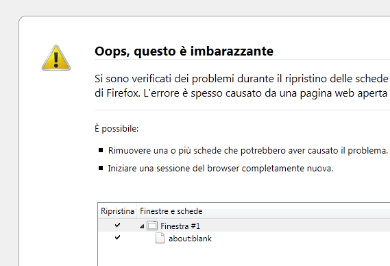 Come aprire la pagina per il ripristino della sessione precedente in Mozilla Firefox