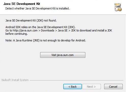 Come far funzionare SDK Android che non vuole installarsi per il JDK in Windows XP/Vista/7