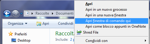 Come aprire un Prompt dei Comandi da una Cartella in Windows 7/XP