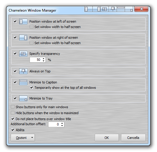 Come aggiungere nuove funzioni alla barra del nome in Windows con Window Manager Chameleon