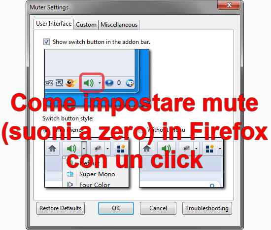 Come impostare mute (suoni a zero) in Firefox con un click