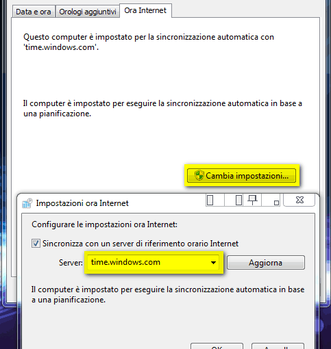 Come cambiare i server dell’orario in Windows 7