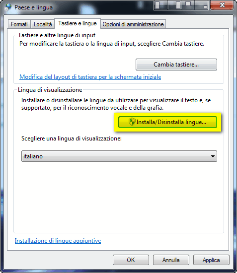 Come Cambiare Lingua in Windows 7 - Passaggio 2