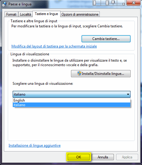 Come Cambiare Lingua in Windows 7 - Passaggio 7