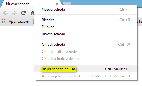 Come riaprire schede chiuse in Google Chrome